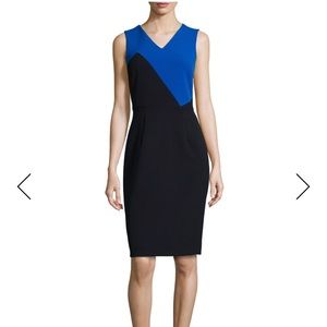 Milly Daphne Colorblock Sheath Dress Black & Blue
